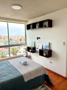Ένα ή περισσότερα κρεβάτια σε δωμάτιο στο Modern and comfortable apartment nearby Aairport
