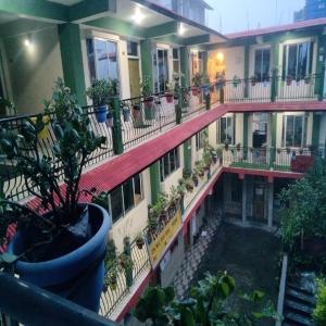 an apartment building with a potted plant on a balcony at Neel Pahari Homestay By StayApart in Pedong +11 photos