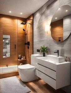 Koupelna v ubytování Hanza Tower SUNNY 22 SPA & Pool & Sauna & Jacuzzi