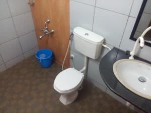 een badkamer met een toilet en een wastafel bij Green Villa in Virajpet