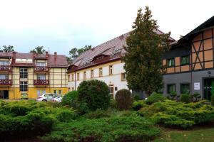 un edificio con un albero in mezzo a un cortile di Uzdrowisko Połczyn Zdrój - Sanatorium Irena a Połczyn-Zdrój