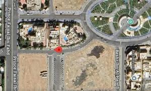 eine Karte einer Kreuzung mit einem roten Punkt in der Unterkunft جده in Riad