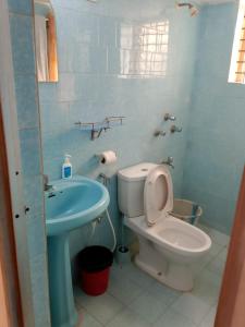 AguadaAlexmarie Guest house 5 min to candolim Beach的带马桶和水槽的浴室 更多22张照片