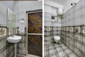 Un baño con lavabo e inodoro en Hotel O Patliputra Railway Station Formerly Rameshwaram Guest House, en Dānāpur 23 fotos más