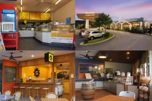 a collage of three pictures of a restaurant at Smart Suites Self Check-In Cottage - Carina in Brisbane