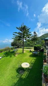 DahachokPataleban Vineyard Resort的草地上带桌椅的庭院