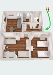 d'un plan d'étage d'une maison dans l'établissement Complete All Inclusive Apartment+Netflix, à Wilhelmshaven