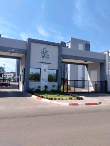 a building with a sign on the side of it at Amos in Gaborone