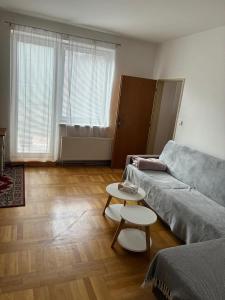 a living room with a couch and a table at Apartmány Ševcovská in Zlín +4 photos
