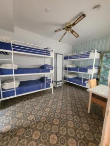 Camera con 3 letti a castello e ventilatore a soffitto. di Patio Cordobés a Cordoba