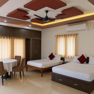 Giường trong phòng chung tại Blue moon farmhouse