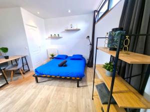 Ένα ή περισσότερα κρεβάτια σε δωμάτιο στο Studio avec terrasse