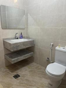 Un baño con lavabo e inodoro en Rum Awaad luxury camp, en Wadi Rum