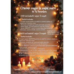 ein Flyer für eine Weihnachtsfeier mit Kerzen in der Unterkunft Mirage Beach Spa Hotel in Eforie Nord