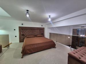 a large bedroom with a bed and a couch at Infinity Loft Residence in Târgu Jiu