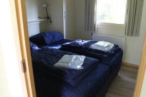 two beds in a small room with a window at Heitje 166 in Den Burg +3 photos