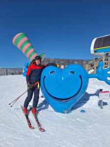a person on skis next to a heart shaped object at Boabauer in Tamsweg