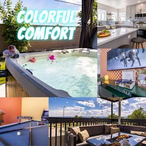 un collage di foto con piscina di Hot Tub w Mountain View a Westminster