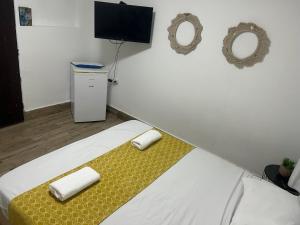 尼夫佐哈Lady S of the DeadSea Crown Group Collection的一间卧室，床上有两个枕头