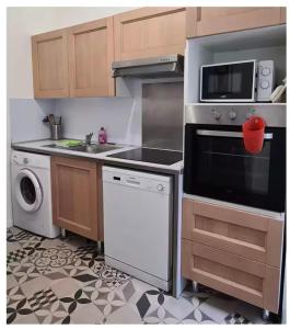 维希L'Absolu 1, Spacieux, rez-de-chaussée, Sécurisé的配有炉灶、微波炉和洗碗机的厨房 更多4张照片