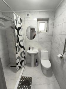 Котедж у Русина في Pilipets: حمام أبيض مع مرحاض ومغسلة