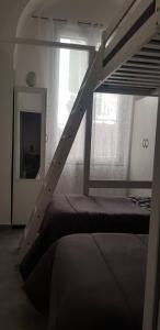 a bedroom with a bunk bed with a ladder on it at casa di Francesco e Azzurra in Torre del Greco