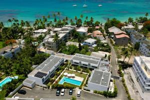 an aerial view of a resort near the ocean at Villa Hazel in Las Terrenas
