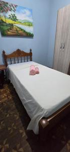 マリンガにあるDoce larのベッド1台(ピンクのタオル2枚付)