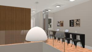 a conference room with a long table and chairs at Cápsula Hotel in Florianópolis