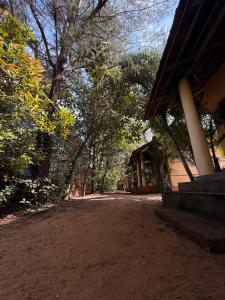 a dirt road next to a building with trees at Barefoot and Beyond - Crafted with Kenchas in Gokarna +38 photos