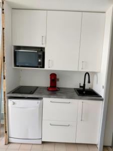 Kuchyň nebo kuchyňský kout v ubytování Appartement avec vue mer, port et golf