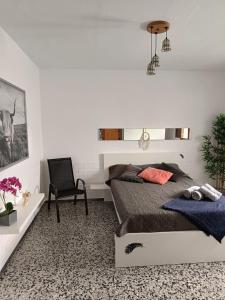 una camera da letto con un letto e una sedia di Casa Arico Viejo ad Arico Viejo