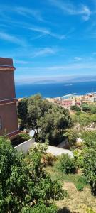 a view of the ocean from a building with trees at serenity house 