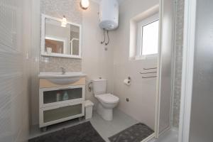 a bathroom with a toilet and a sink and a mirror at Holiday Home Fiola in Zubovići