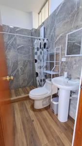 LamasVista Hermosa Lamas的带马桶和水槽的浴室