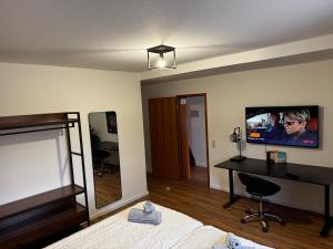 TV a/nebo společenská místnost v ubytování 70qm Apartment mit Stellplatz und Garten