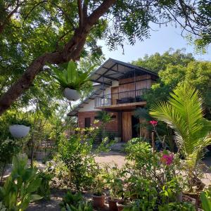 Κήπος έξω από το Beachfront AC Cave Cabin for 10pax