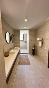 a bathroom with a sink and a mirror at Aerys Village in Somone