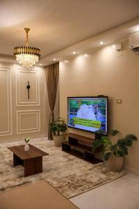Μια τηλεόραση ή/και κέντρο ψυχαγωγίας στο Cozy Luxe Apartment in Central Aswan