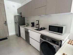 Η κουζίνα ή μικρή κουζίνα στο Edificio DELVENTTO- Pozos Colorados -Apartaestudio