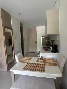 Η κουζίνα ή μικρή κουζίνα στο Edificio DELVENTTO- Pozos Colorados -Apartaestudio