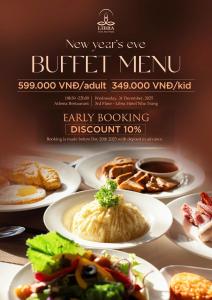 a flyer for a buffet menu with plates of food at Libra Hotel Nha Trang in Nha Trang
