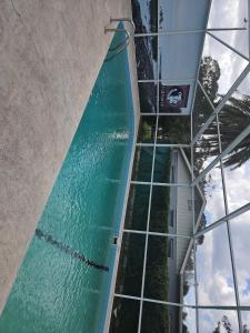 新里奇港Newly Renovated Vacation home with Spacious Pool的建筑物内游泳池的俯视图