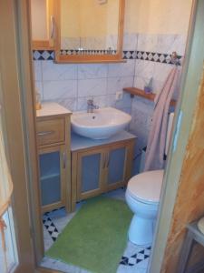 ein Bad mit einem Waschbecken und einem WC in der Unterkunft Gartenhaus Nossen in Nossen