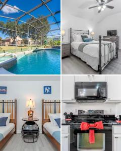 Ένα ή περισσότερα κρεβάτια σε δωμάτιο στο Luxury Family Villa Private Pool 10 min Disney