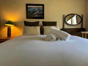 Ένα ή περισσότερα κρεβάτια σε δωμάτιο στο Silver Brumby Chalet alpine-getaways