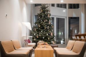 巴塞尔帕萨基 - 城市休闲酒店的一间房间中间的圣诞树