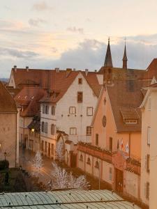 uitzicht op een stad met gebouwen en een kerk bij Logement Colmar centre avec Parking in Colmar