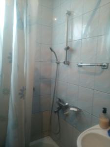 un baño con ducha y lavabo en little room, en Konjic