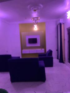 a living room with couches and a flat screen tv at Vivi apartment hotel and suite in Sapele